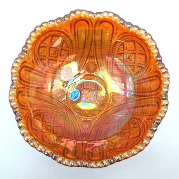 Imperial Carnival Glass Bowl Rubigold Marigold #438 Scalloped Sawtooth Vintage - Picture 9 of 12